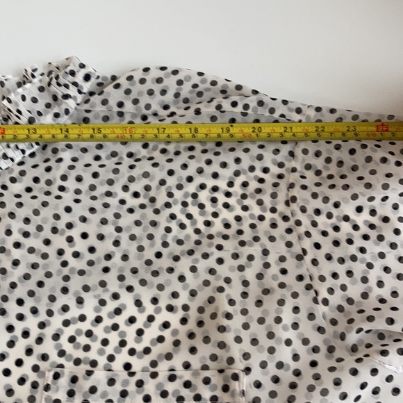 Zara oversized white sheer blouse black polka dots high ruffle neck button down - Picture 15 of 15
